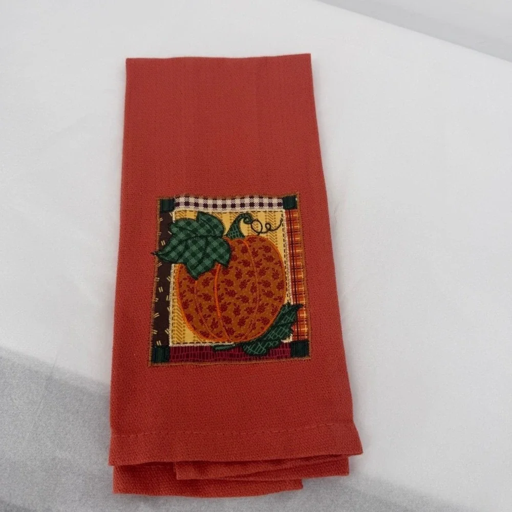 Cecil Saydah Company Pumpkin Kitchen Towel & Unbranded Placemat SET Fall Decor